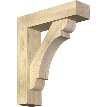 Ekena Millwork Olympic Block Rough Sawn Bracket w/ Offset Brace, Douglas Fir, 6"W x 22"D x 26"H BKT0604X22X26OLY05RDF